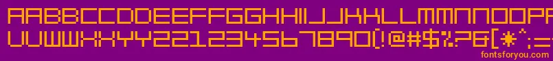 BlockOut2097-Schriftart – Orangefarbene Schriften auf violettem Hintergrund