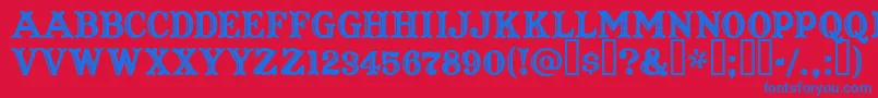CaptainHowdy-Schriftart – Blaue Schriften auf rotem Hintergrund