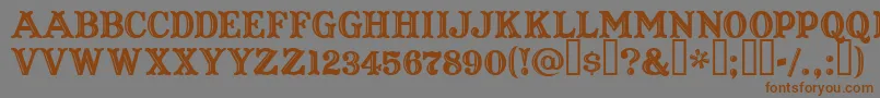 フォントCaptainHowdy – 茶色の文字が灰色の背景にあります。