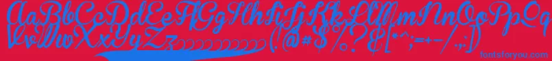 BrannbollFet-Schriftart – Blaue Schriften auf rotem Hintergrund