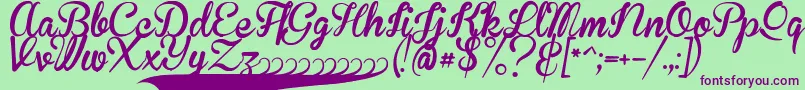 BrannbollFet-Schriftart – Violette Schriften auf grünem Hintergrund