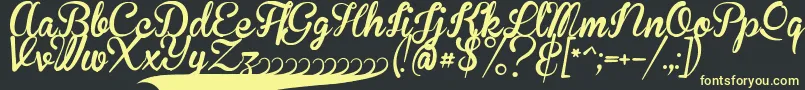 フォントBrannbollFet – 黒い背景に黄色の文字