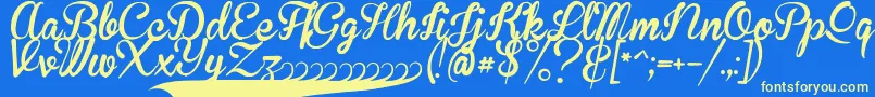 BrannbollFet Font – Yellow Fonts on Blue Background