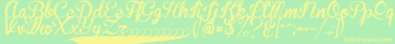 BrannbollFet Font – Yellow Fonts on Green Background