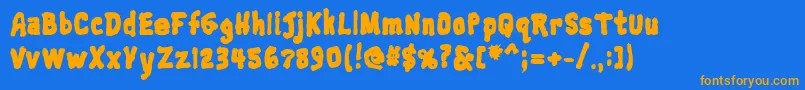 Fonte Trainwreckblack – fontes laranjas em um fundo azul