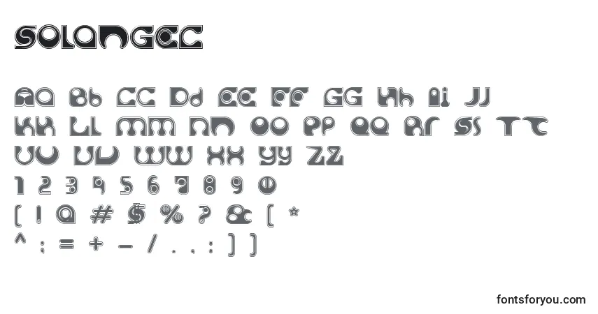 A fonte SolangeC – alfabeto, números, caracteres especiais