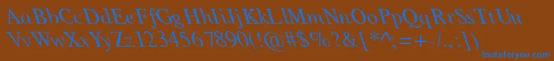 Weitere Informationen zur GlobeLeftyNormal-Schriftart GlobeLeftyNormal-Schriftart – Blaue Schriften auf braunem Hintergrund