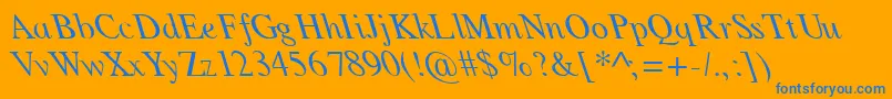 GlobeLeftyNormal-Schriftart – Blaue Schriften auf orangefarbenem Hintergrund