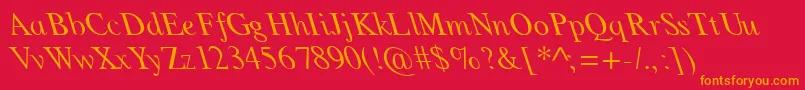 フォントGlobeLeftyNormal – 赤い背景にオレンジの文字