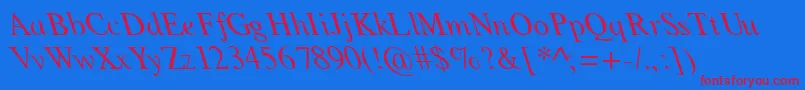 Weitere Informationen zur GlobeLeftyNormal-Schriftart GlobeLeftyNormal-Schriftart – Rote Schriften auf blauem Hintergrund