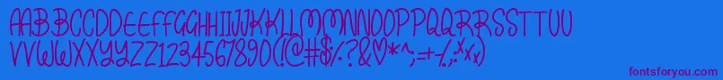 Kissy-Schriftart – Violette Schriften auf blauem Hintergrund