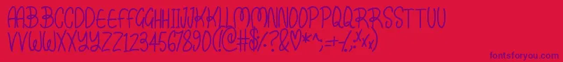 Kissy Font – Purple Fonts on Red Background