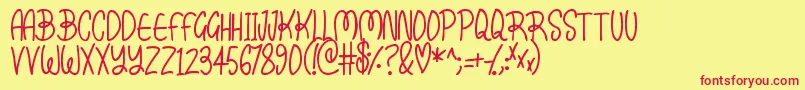 Kissy Font – Red Fonts on Yellow Background
