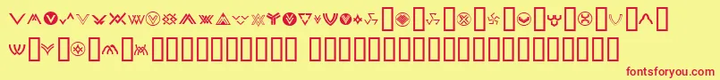 ChevronDingbats-Schriftart – Rote Schriften auf gelbem Hintergrund