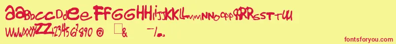 Gorillaz1 Font – Red Fonts on Yellow Background