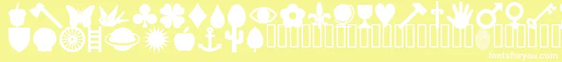 HaroldsPips-Schriftart – Weiße Schriften auf gelbem Hintergrund