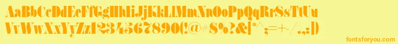 Fatfacec-Schriftart – Orangefarbene Schriften auf gelbem Hintergrund