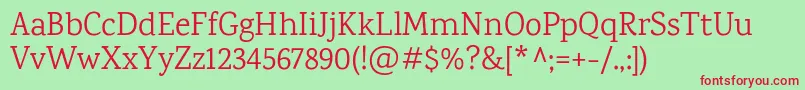 KarmaRegular Font – Red Fonts on Green Background