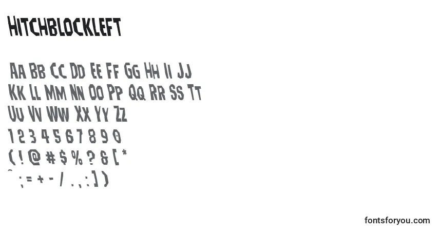 Schriftart Hitchblockleft – Alphabet, Zahlen, spezielle Symbole