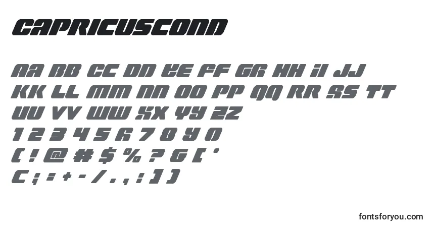 Schriftart Capricuscond – Alphabet, Zahlen, spezielle Symbole