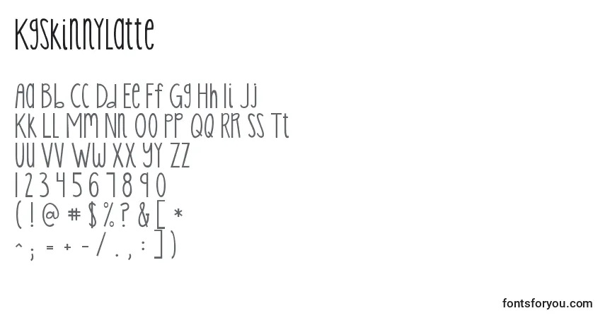 Шрифт Kgskinnylatte – алфавит, цифры, специальные символы