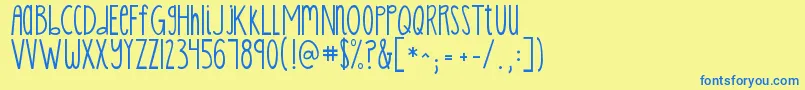 Kgskinnylatte Font – Blue Fonts on Yellow Background
