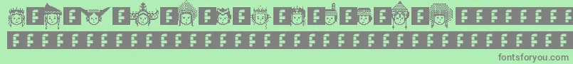 IwPixelated-fontti – harmaat kirjasimet vihreällä taustalla