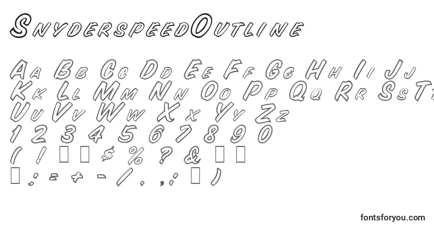 Czcionka SnyderspeedOutline – alfabet, cyfry, specjalne znaki