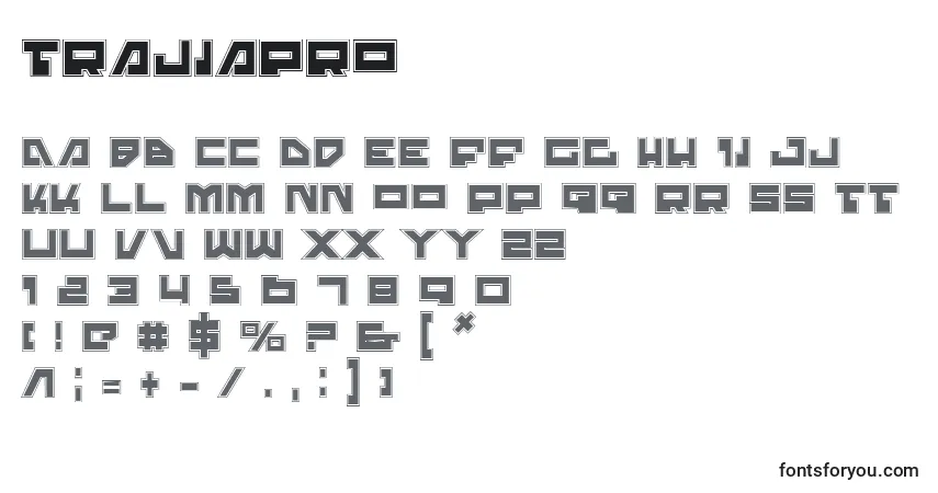 A fonte TrajiaPro – alfabeto, números, caracteres especiais
