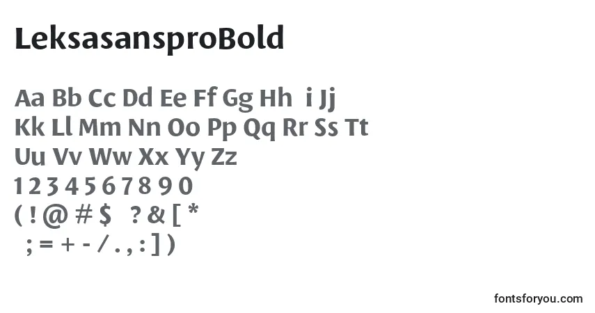 Czcionka LeksasansproBold – alfabet, cyfry, specjalne znaki