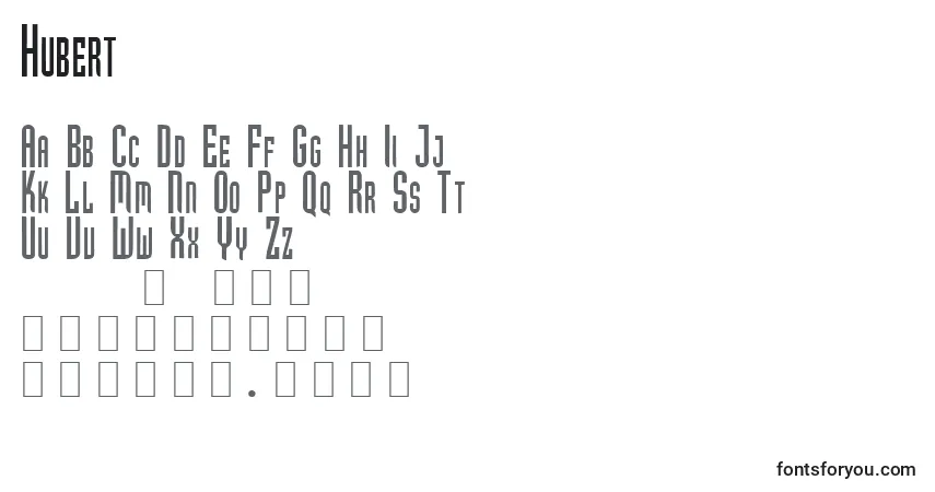 Schriftart Hubert – Alphabet, Zahlen, spezielle Symbole
