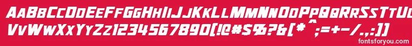 JhiaxusItalic-fontti – valkoiset fontit punaisella taustalla
