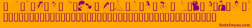 Шрифт GeTheBrideAndGroom – фиолетовые шрифты на оранжевом фоне
