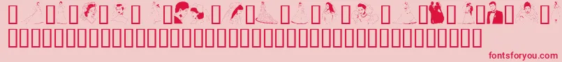 GeTheBrideAndGroom-Schriftart – Rote Schriften auf rosa Hintergrund