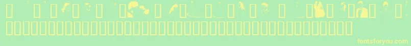 GeTheBrideAndGroom-fontti – keltaiset fontit vihreällä taustalla
