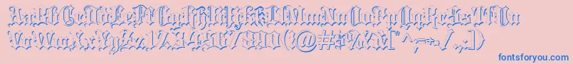 Blackletter ffy-Schriftart – Blaue Schriften auf rosa Hintergrund