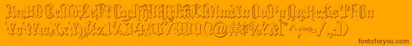 Blackletter ffy-Schriftart – Braune Schriften auf orangefarbenem Hintergrund