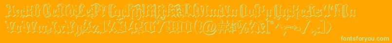Blackletter ffyフォントについての詳細 フォントBlackletter ffy – オレンジの背景に緑のフォント