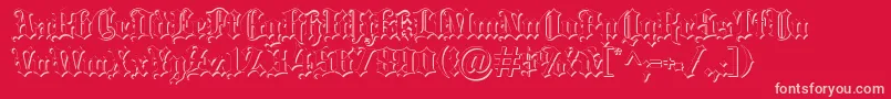 Blackletter ffy-Schriftart – Rosa Schriften auf rotem Hintergrund