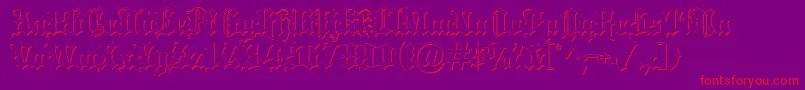 Blackletter ffy-Schriftart – Rote Schriften auf violettem Hintergrund