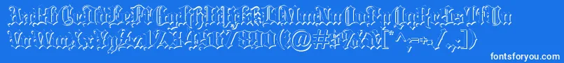 Weitere Informationen zur Blackletter ffy-Schriftart Blackletter ffy-Schriftart – Weiße Schriften auf blauem Hintergrund