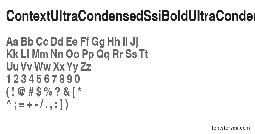 A fonte ContextUltraCondensedSsiBoldUltraCondensed – alfabeto, números, caracteres especiais