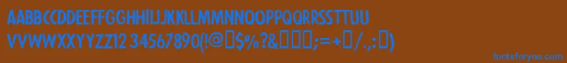 フォントStrejkaregularFreeForPersonalUseOnly – 茶色の背景に青い文字