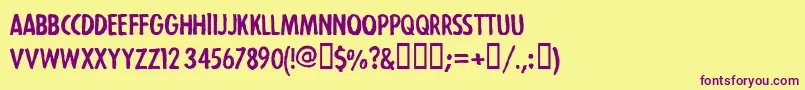 Шрифт StrejkaregularFreeForPersonalUseOnly – фиолетовые шрифты на жёлтом фоне