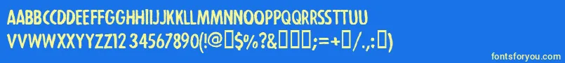 フォントStrejkaregularFreeForPersonalUseOnly – 黄色の文字、青い背景