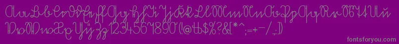Volkredis-fontti – harmaat kirjasimet violetilla taustalla