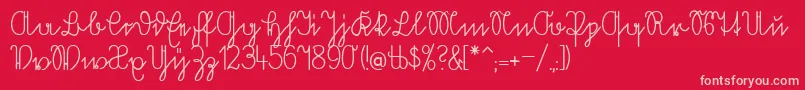 Volkredis Font – Pink Fonts on Red Background