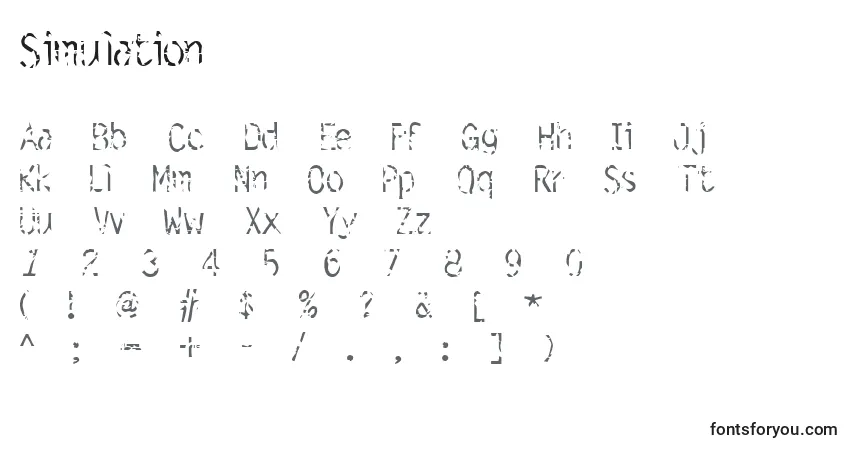 Шрифт Simulation – алфавит, цифры, специальные символы