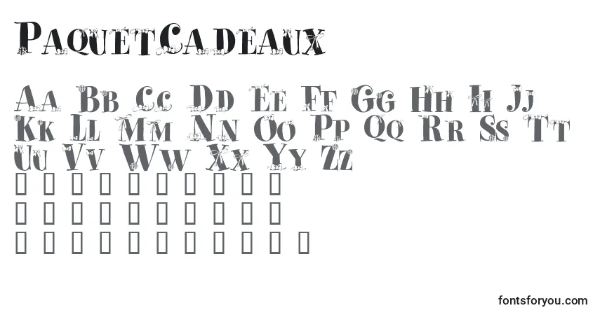 Czcionka PaquetCadeaux – alfabet, cyfry, specjalne znaki