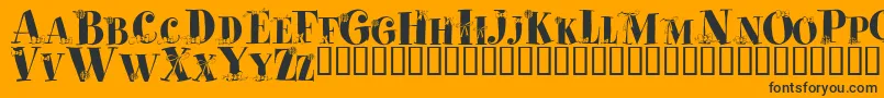 PaquetCadeaux-Schriftart – Schwarze Schriften auf orangefarbenem Hintergrund